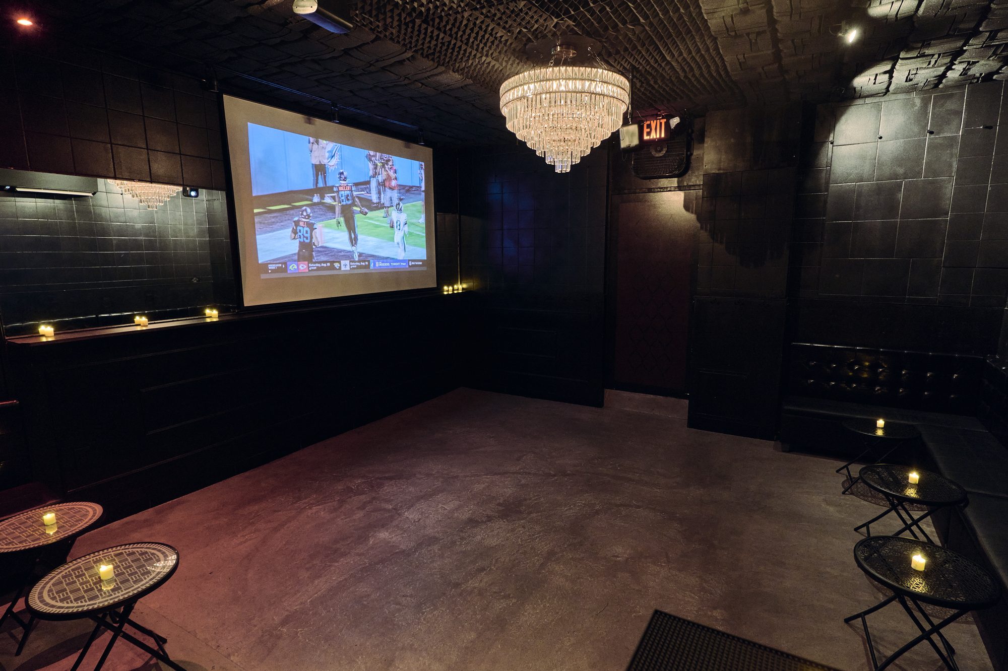 Watching the game on the big screen in the Back Room