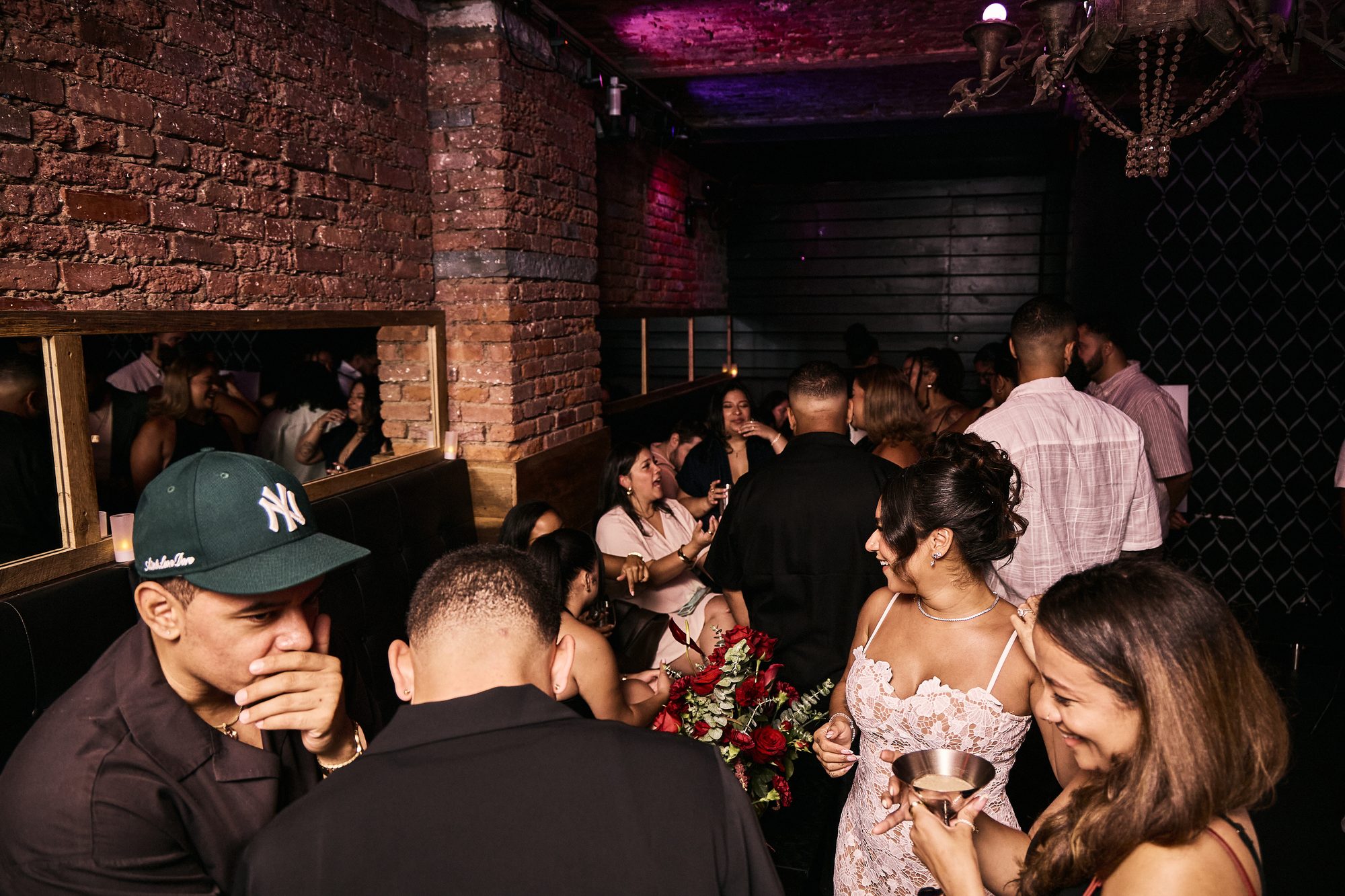 Friends at a party in the Whiskey Cellar